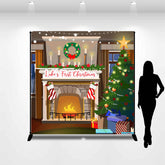 Aperturee - Xmas Tree Fireplace Custom Name Christmas Backdrop